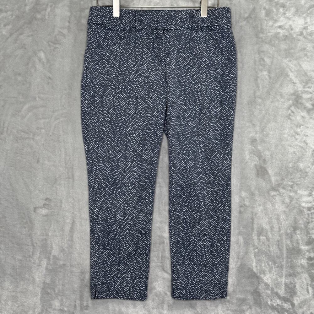 Ann Taylor Loft Pants Womens 2 Petite Marisa Riviera Pant Blue Dot Flat Front